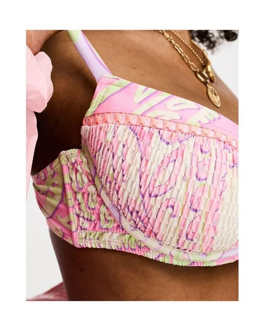River Island Fuller Bust Pink Paisley Print Underwired Bikini Top - The Birdcage
