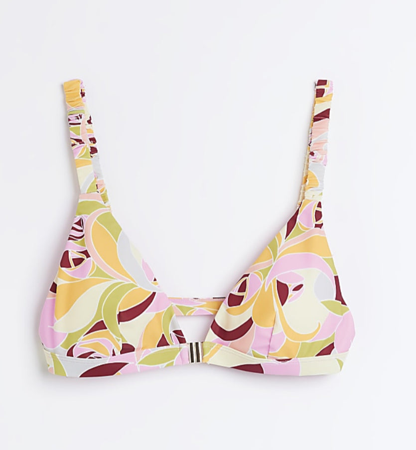 River Island Pink Abstract Triangle Bikini Top - The Birdcage
