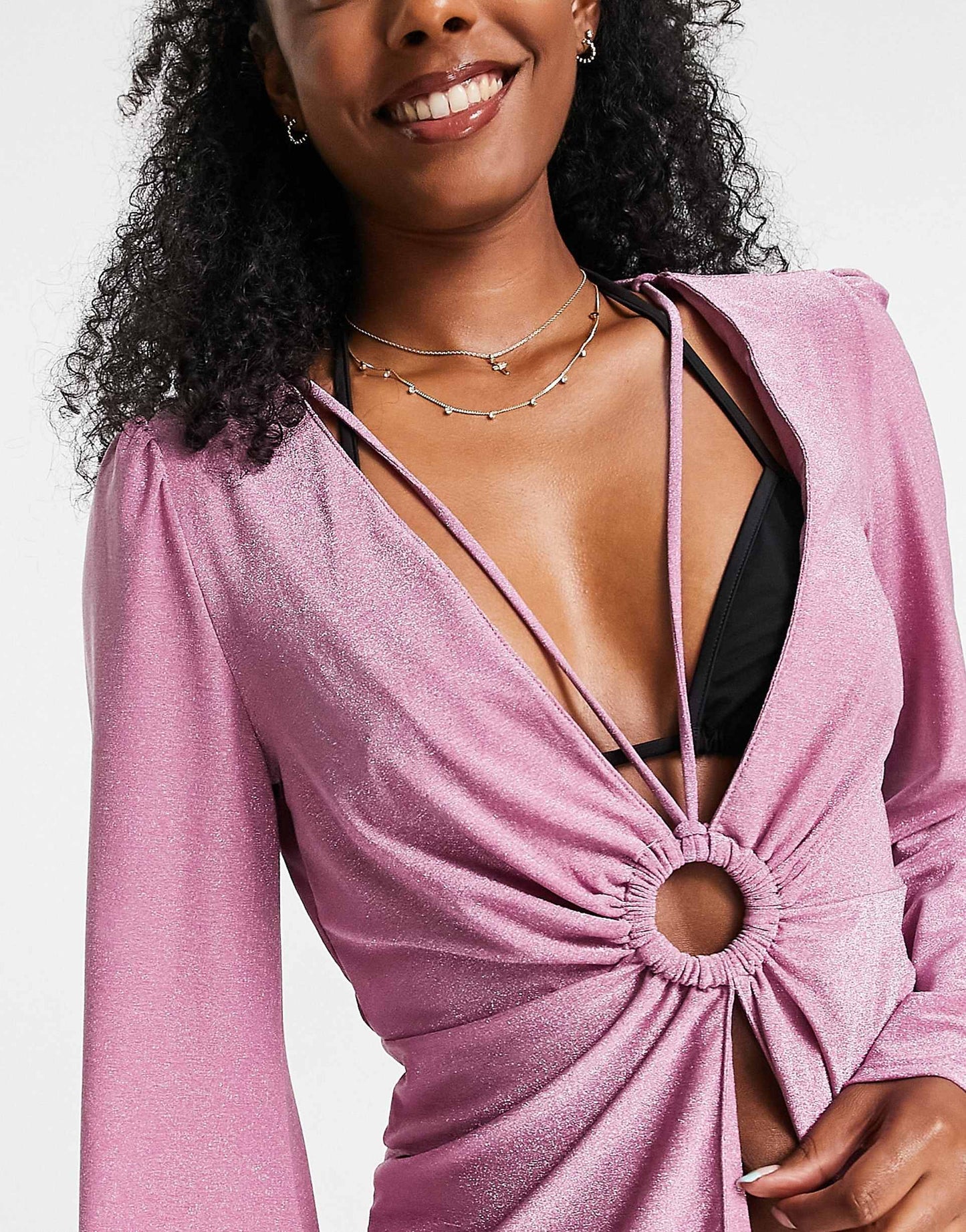 River Island ring detail kaftan mini beach dress