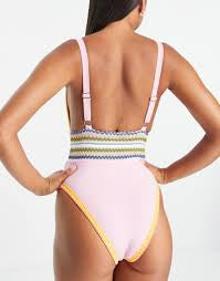 River Island Plunge Embroidered Swimsuit