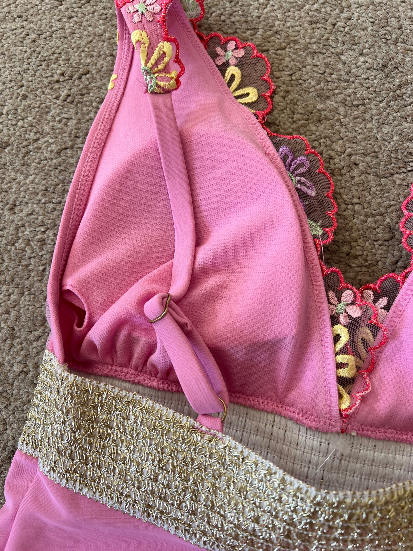 River Island lace trimmed plunge swimsuit