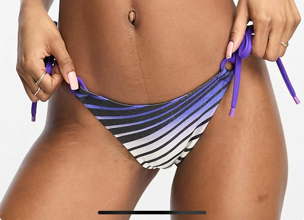 River Island Warped Zebra Print Tie Side Bikini Bottom - The Birdcage