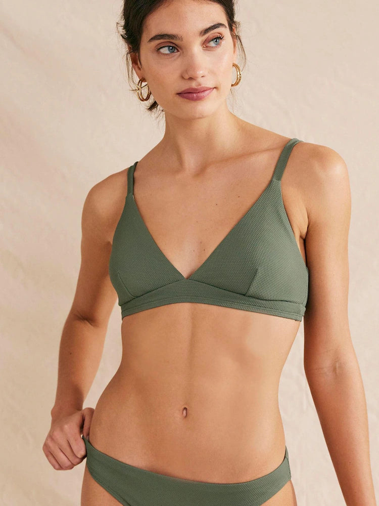 Boden Arezzo V-neck Bikini Top - Olive