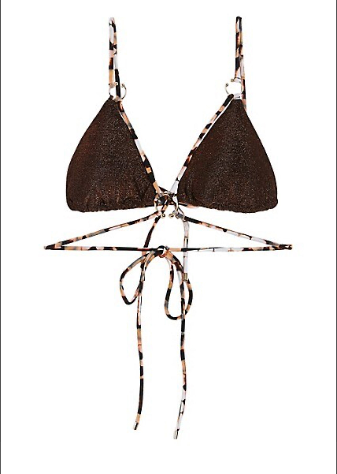 River Island Strappy Brown Triangle Bikini Top - The Birdcage