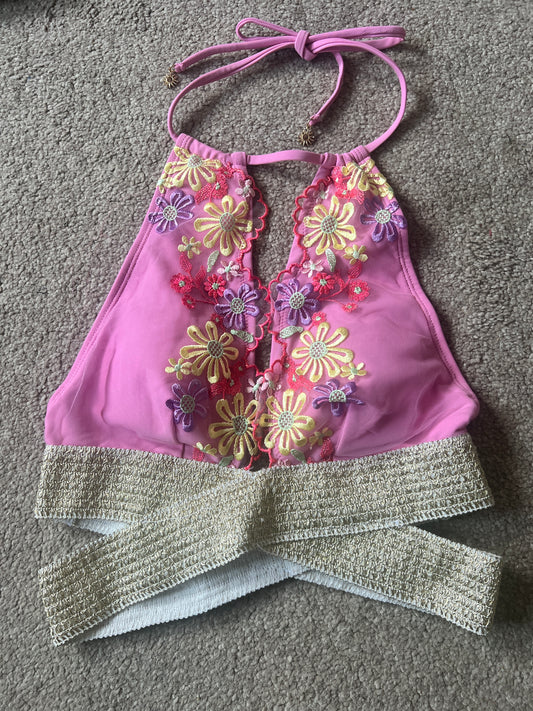 River Island embroidered bikini top