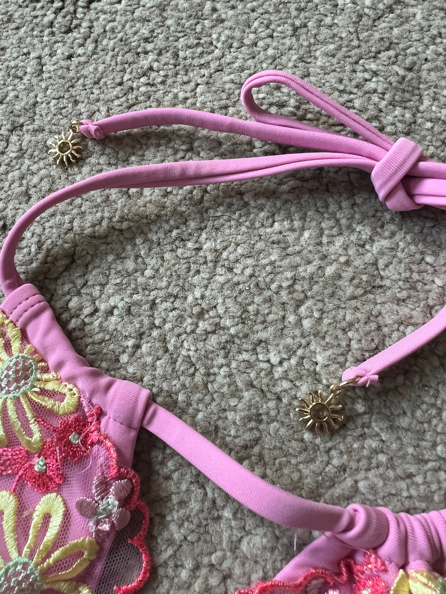 River Island embroidered bikini top