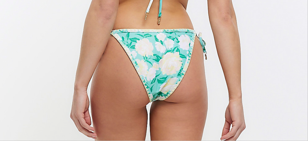 River Island Aqua Floral Bikini Bottoms (matching top available)