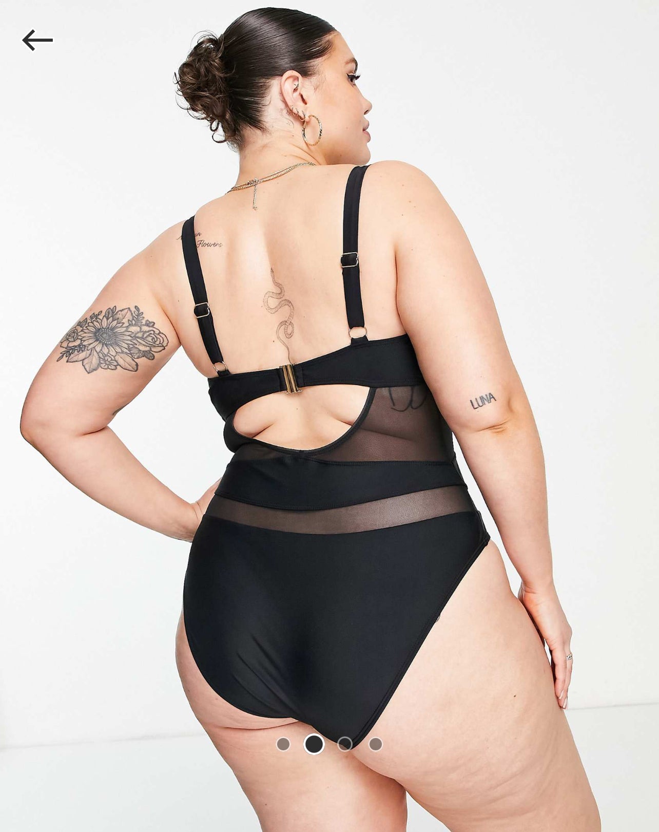 River Island Plus Underwire Mesh Detail Swimsuit in black