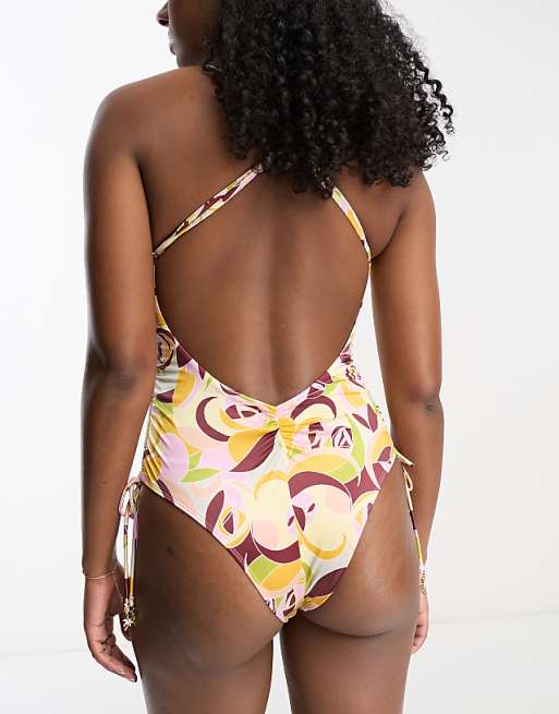 River Island printed ruched balconette swimsuit