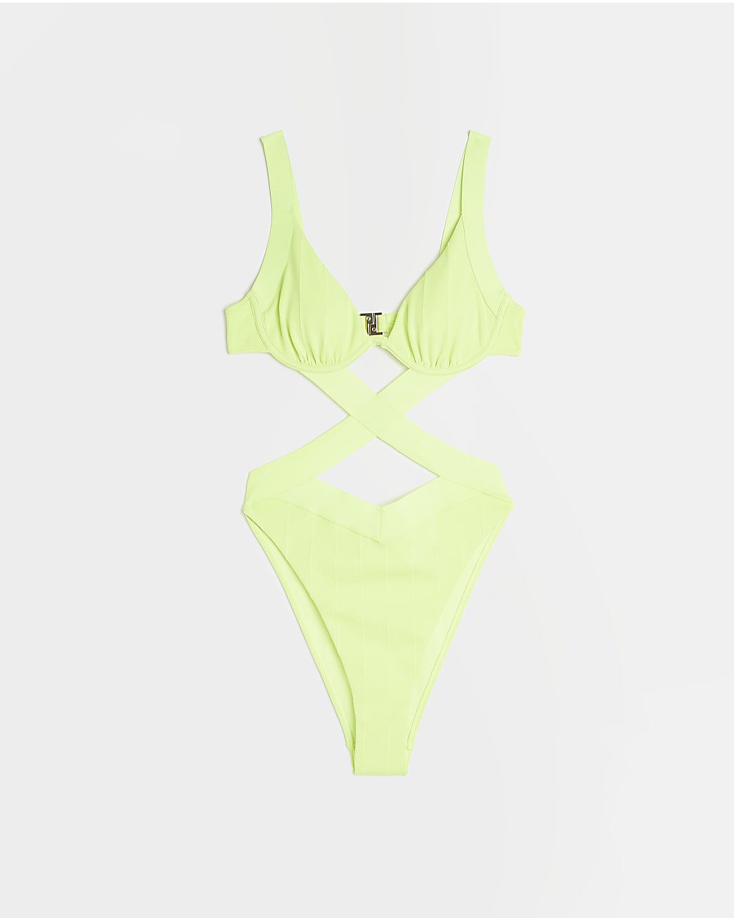 River Island Lime Green Plunge Swimsuit - The Birdcage