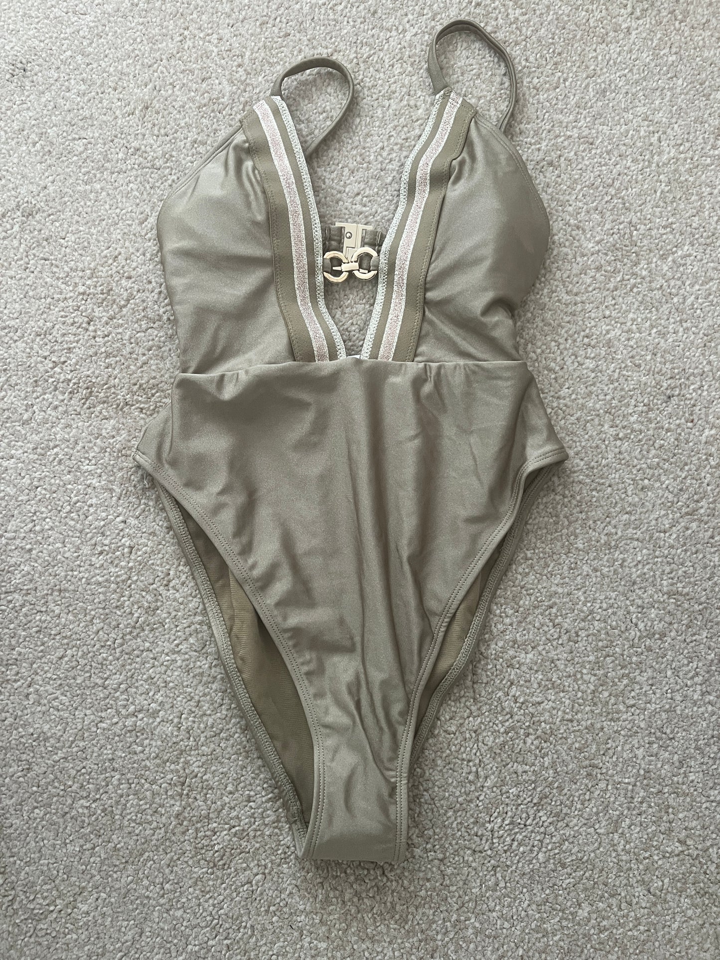 River Island Resort metallic plunge swimsuit - The Birdcage