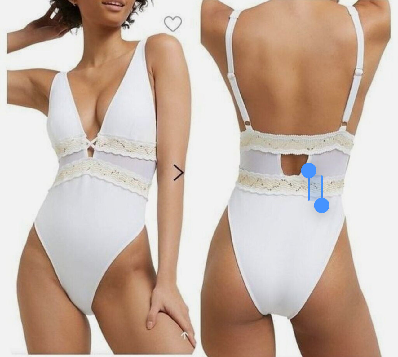 River Island Embroidered Plunge Swimsuit