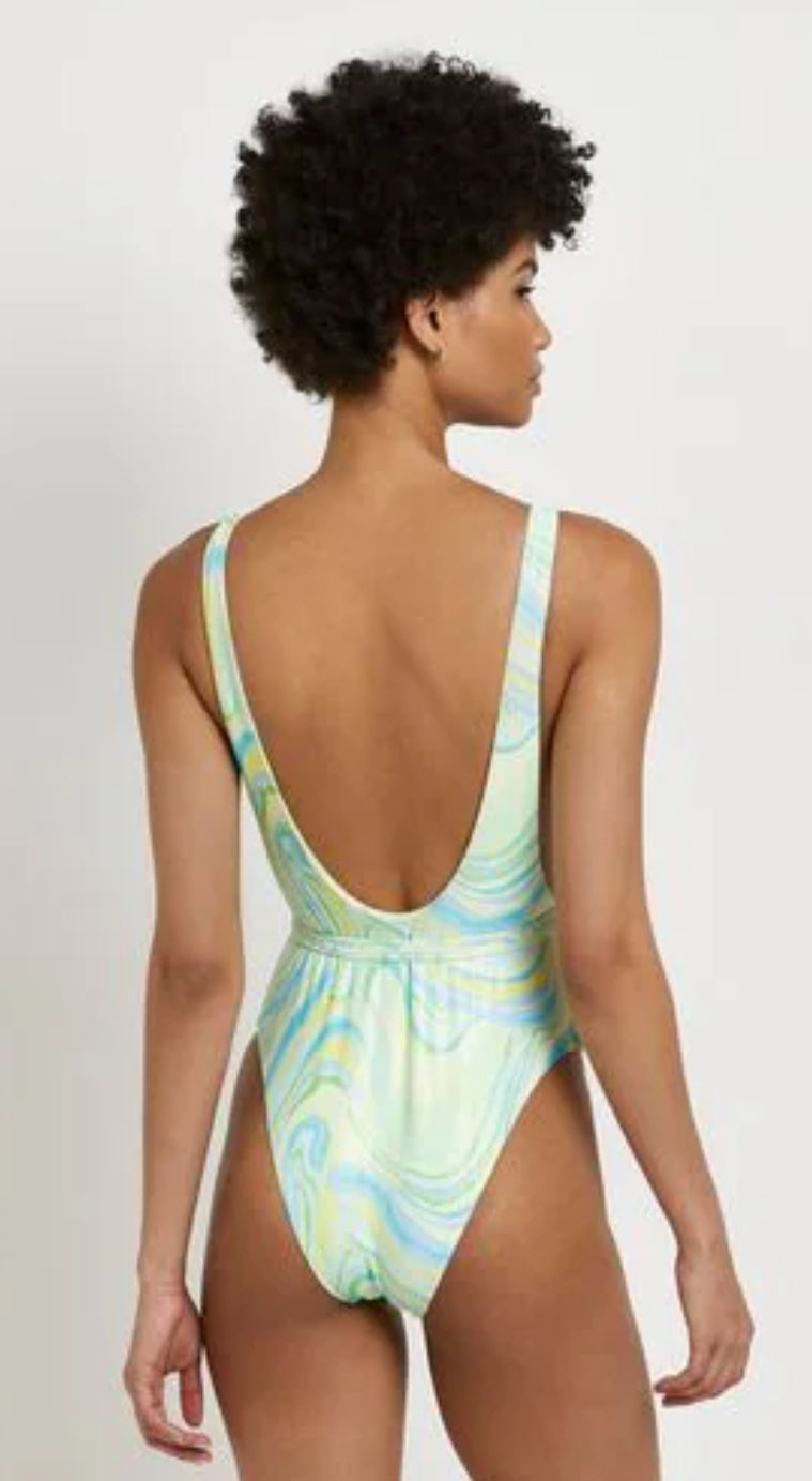 River Island Green Bright Strappy Wrapover Swimsuit - The Birdcage
