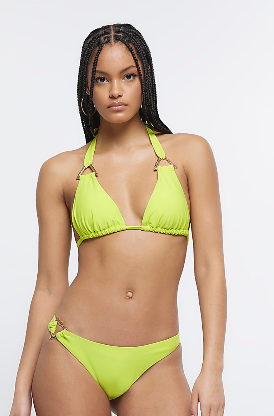 River Island Lime Gold Hardware Bikini Top - The Birdcage