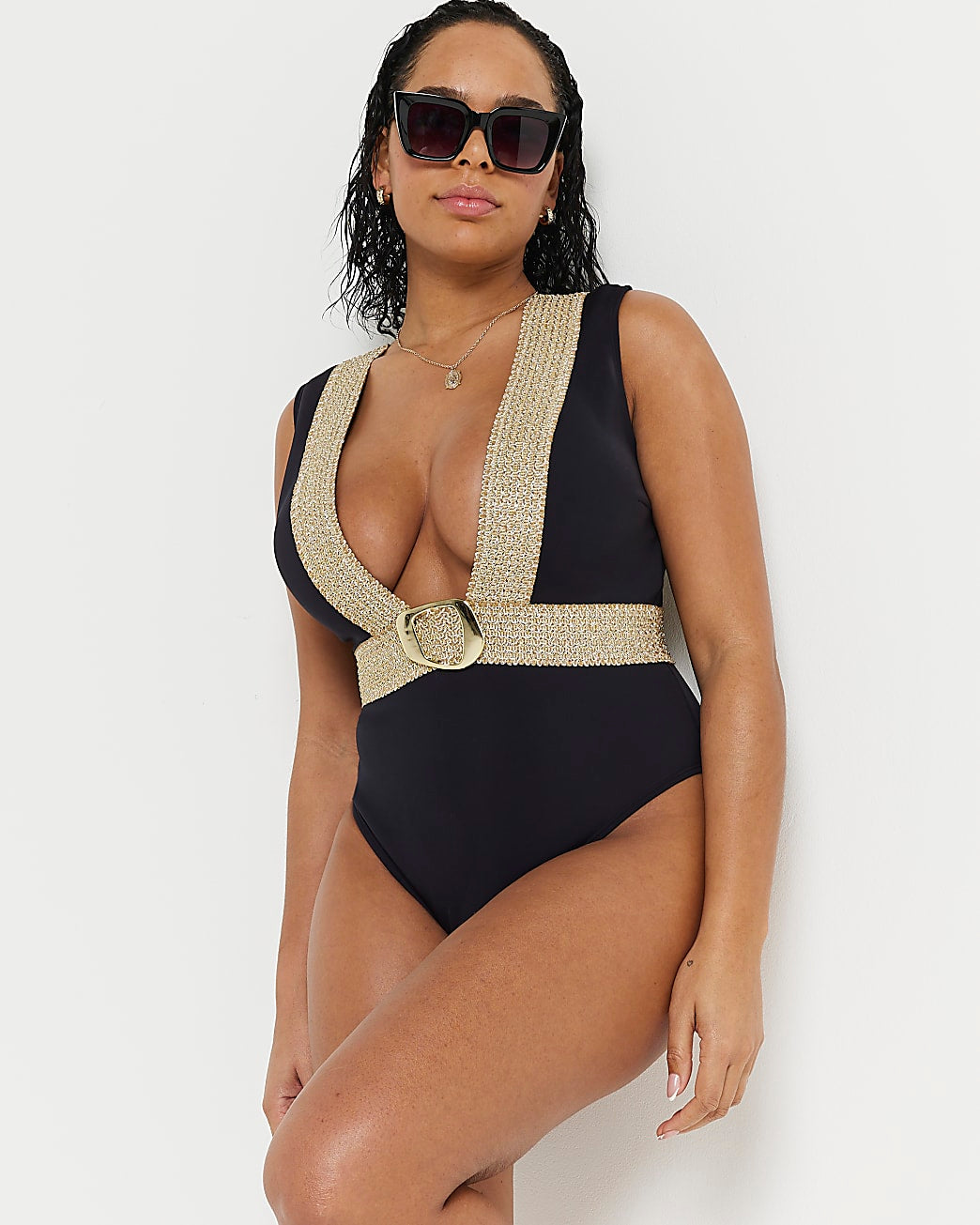 River Island Fuller Bust Elastic Buckle Swimsuit