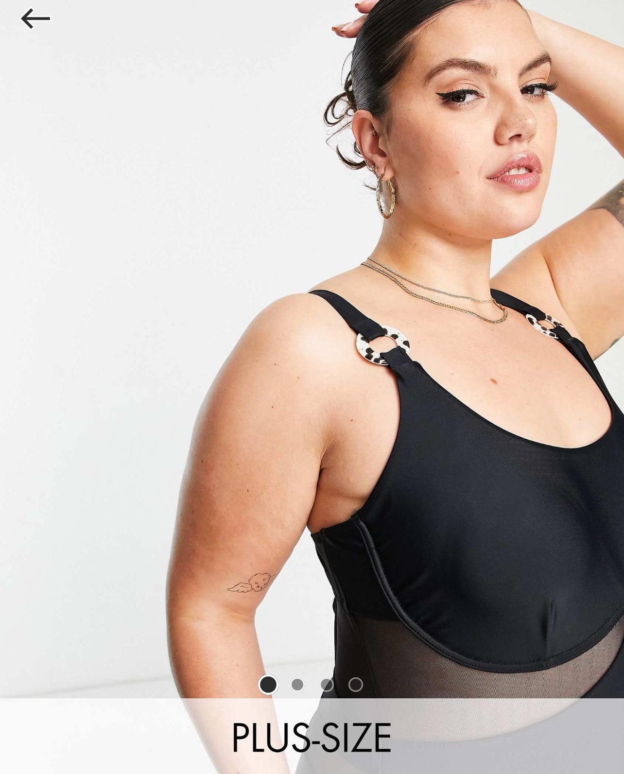 River Island Plus Underwire Mesh Detail Swimsuit in black