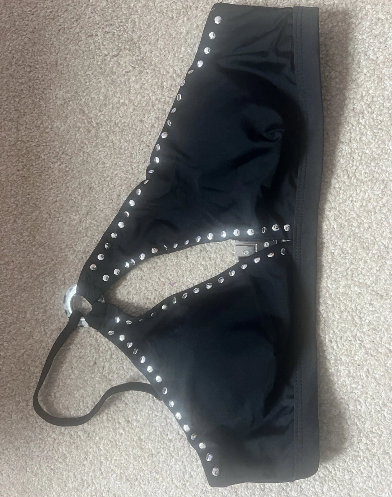River Island stud detail cut-out bikini top