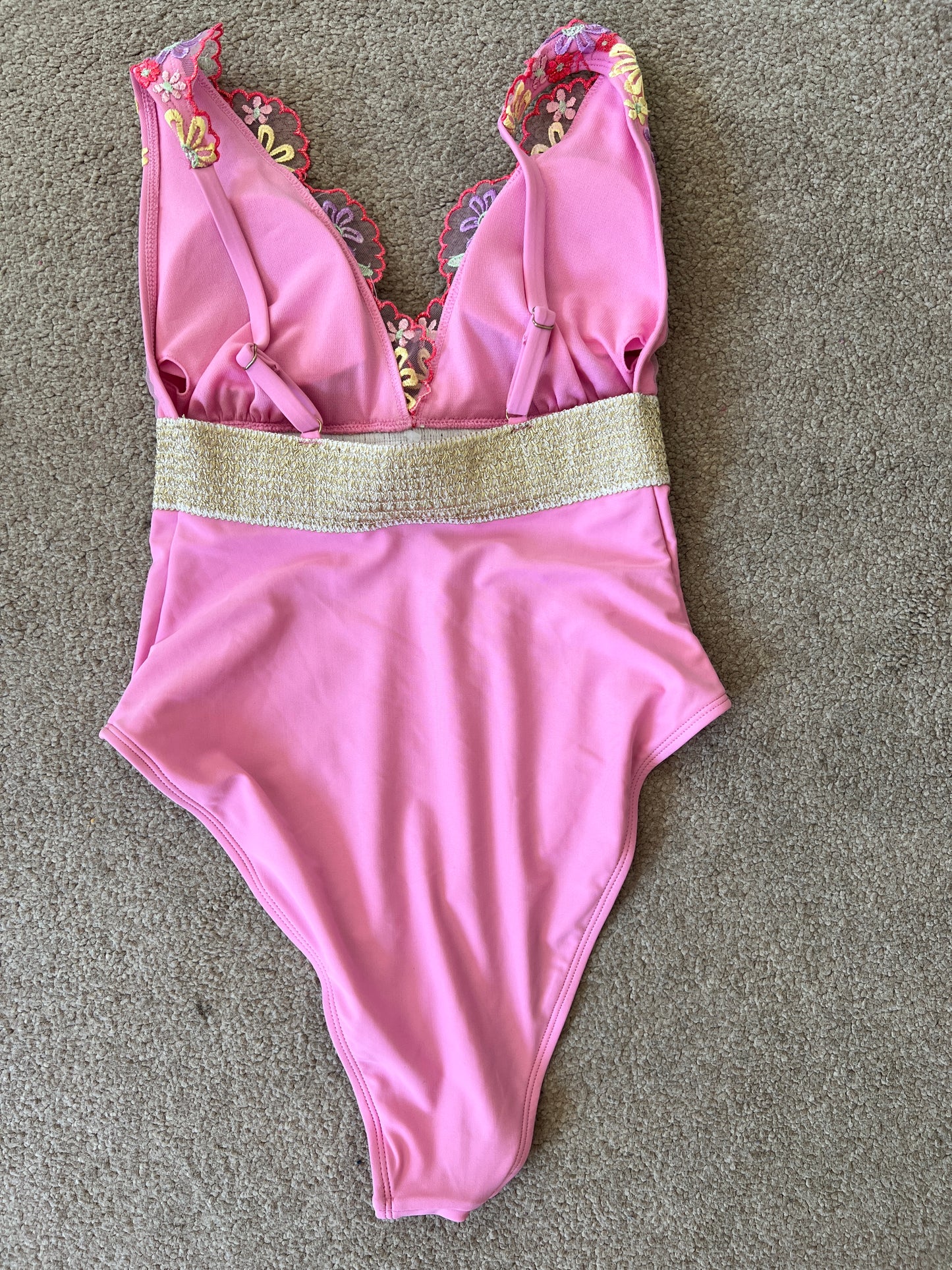 River Island lace trimmed plunge swimsuit