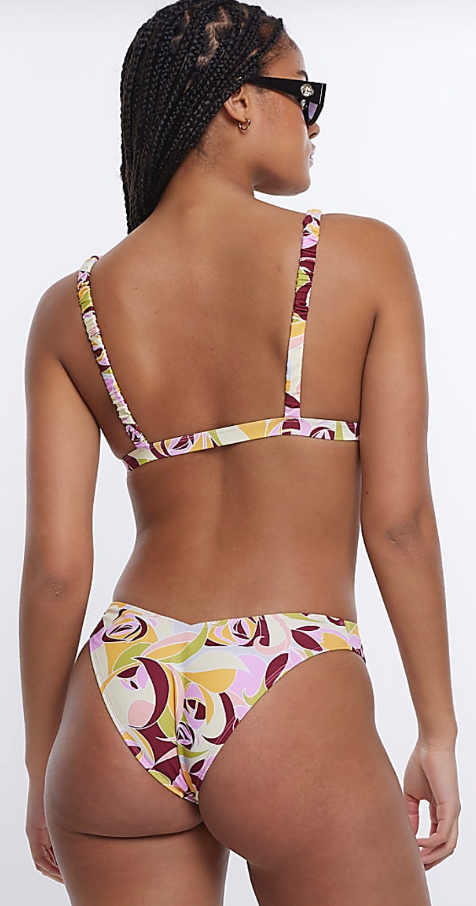 River Island Pink Abstract Triangle Bikini Top - The Birdcage