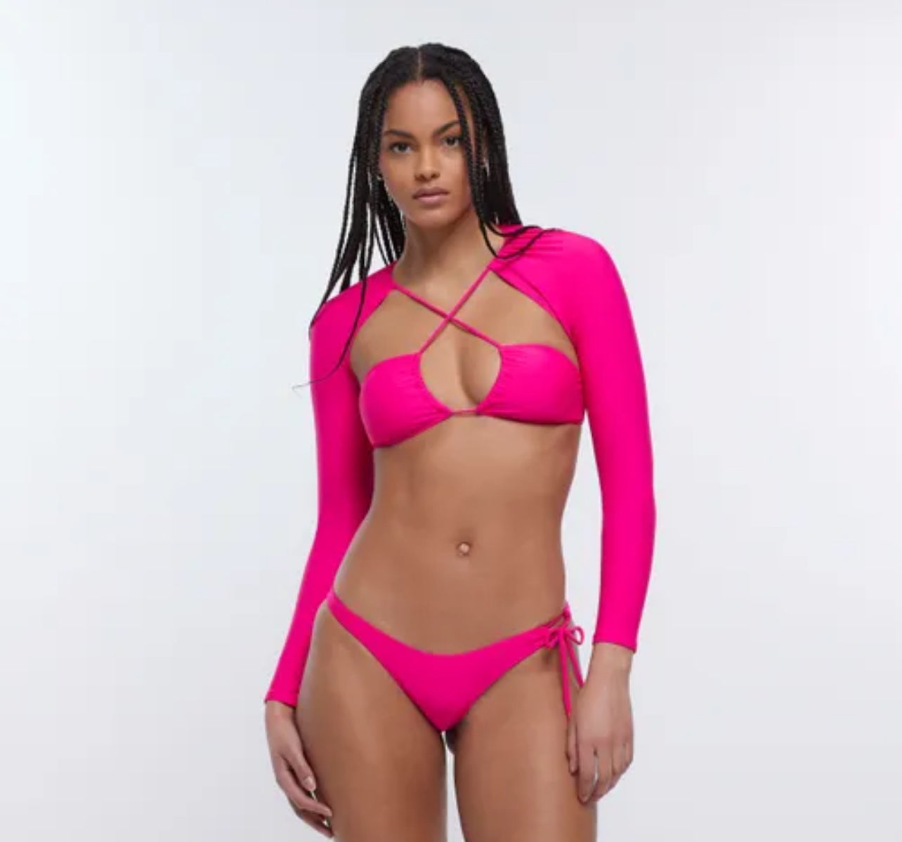 River Island Pink Long Sleeve Bikini Top - The Birdcage