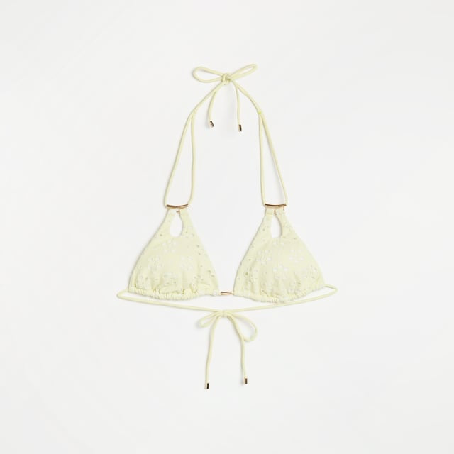 River Island Womens Triangle Bikini Top Yellow Broderie - The Birdcage
