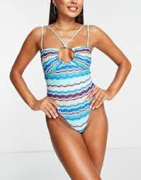River Island zig-zag knit swimsuit - The Birdcage