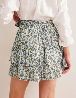Boden Tie-Waist Crinkle Mini Skirt