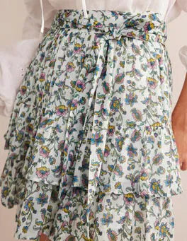 Boden Tie-Waist Crinkle Mini Skirt