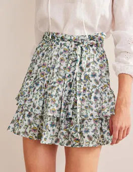 Boden Tie-Waist Crinkle Mini Skirt