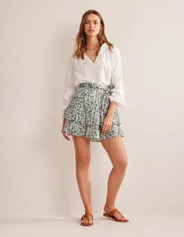 Boden Tie-Waist Crinkle Mini Skirt