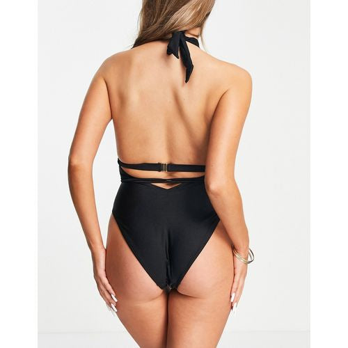 River Island Wrap Over Halterneck Swimsuit