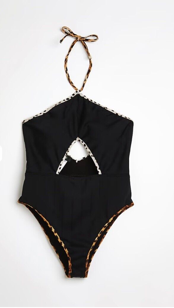 River Island Textured Halter Neck Swimsuit