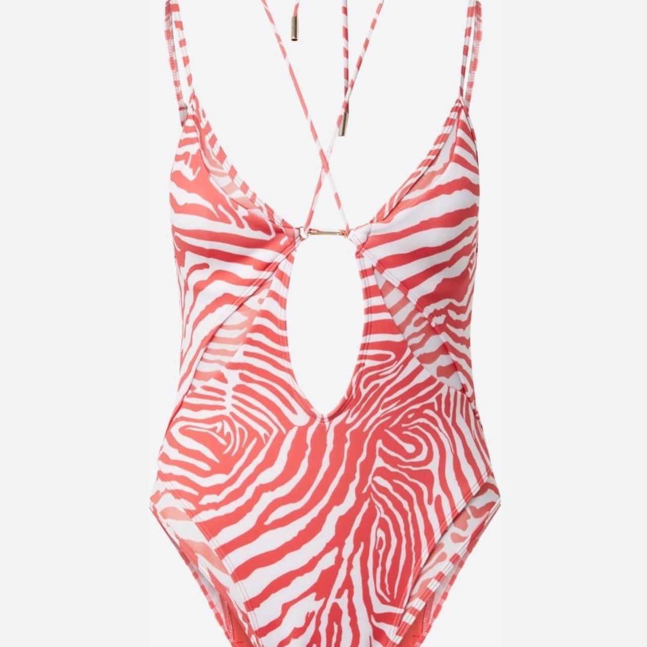River Island Mesh Insert Plunge Swimsuit