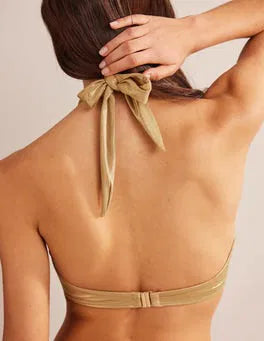 Boden Gather Halter Bikini Top - Gold
