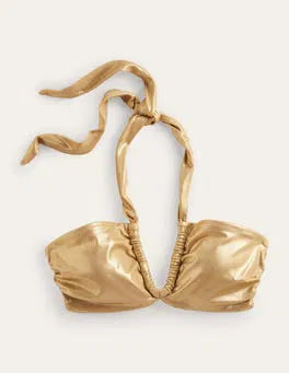Boden Gather Halter Bikini Top - Gold