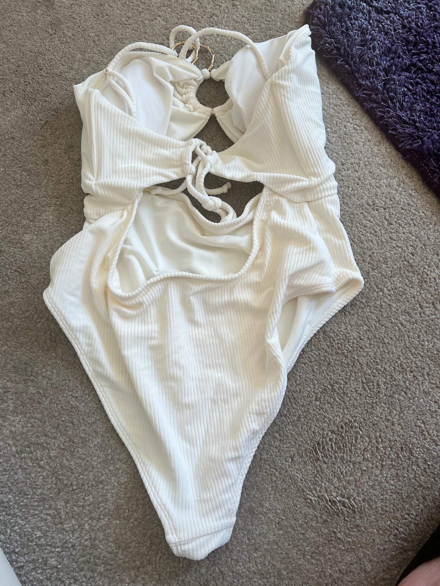 River Island Ribbed Cut Out Swimsuit