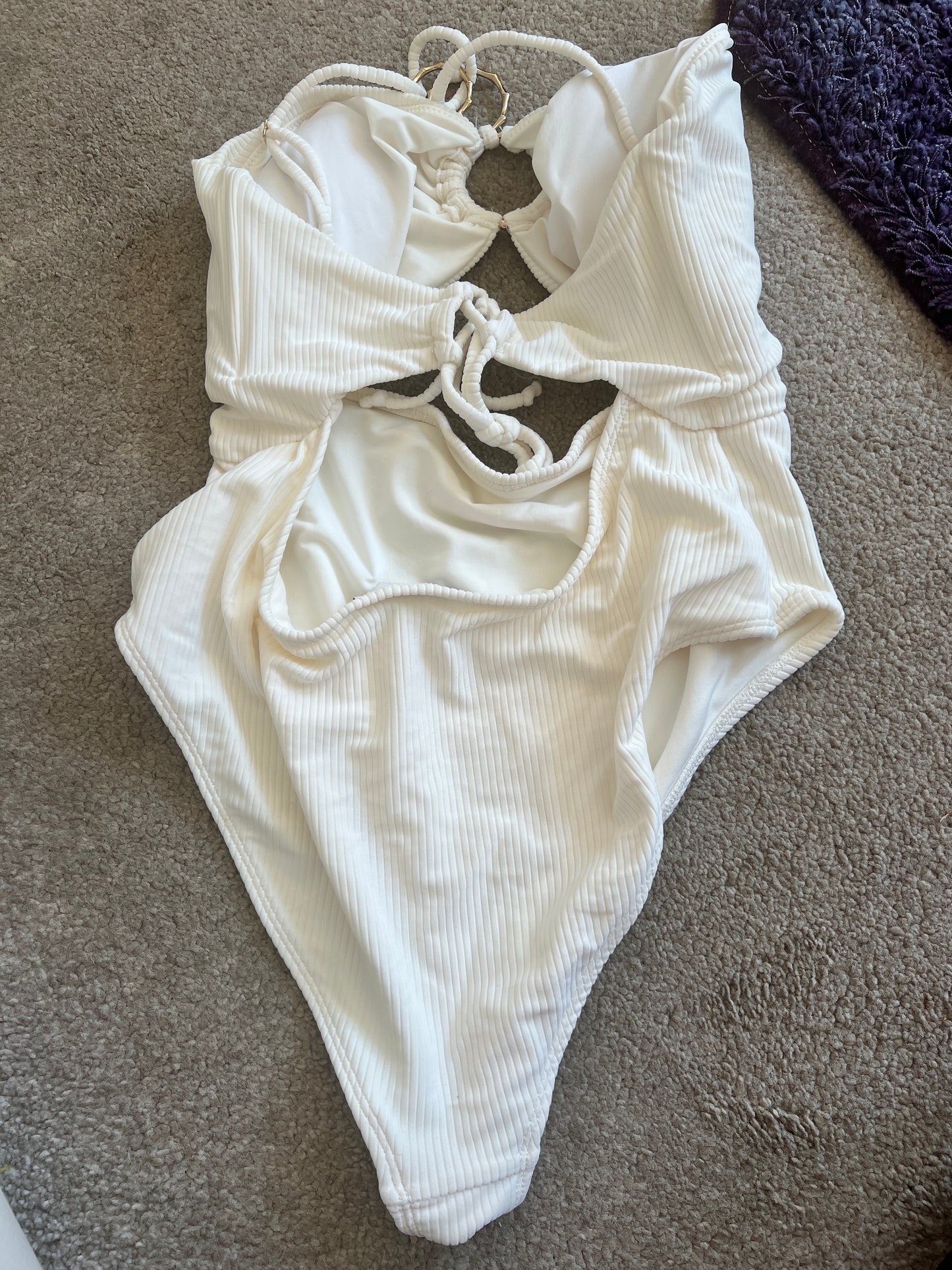 River Island Ribbed Cut Out Swimsuit