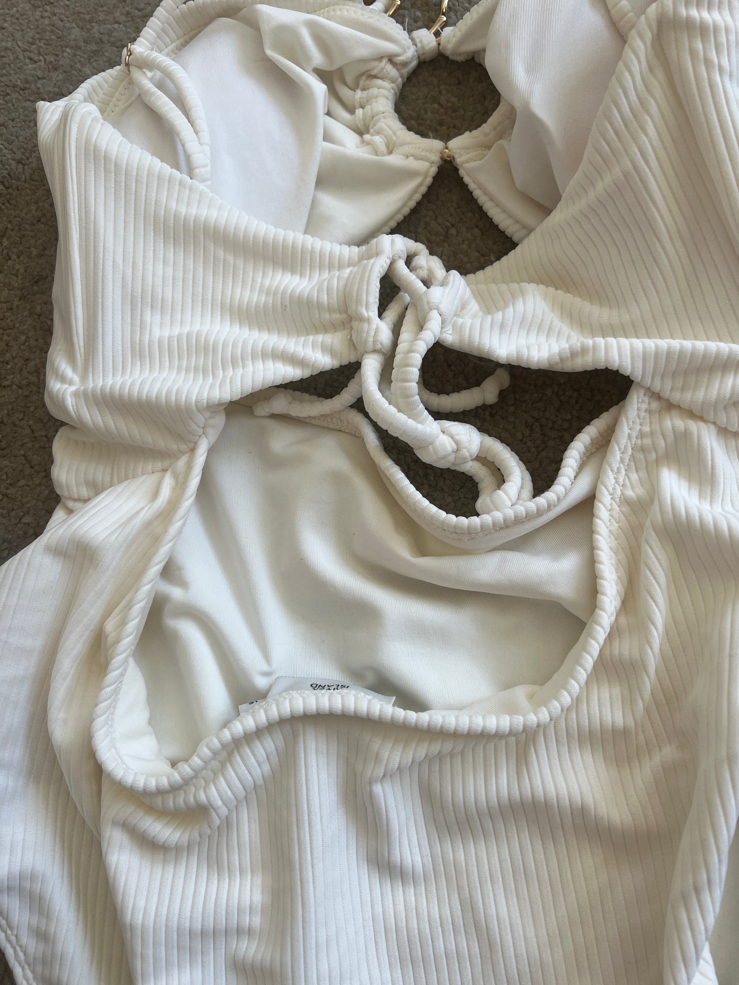 River Island Ribbed Cut Out Swimsuit