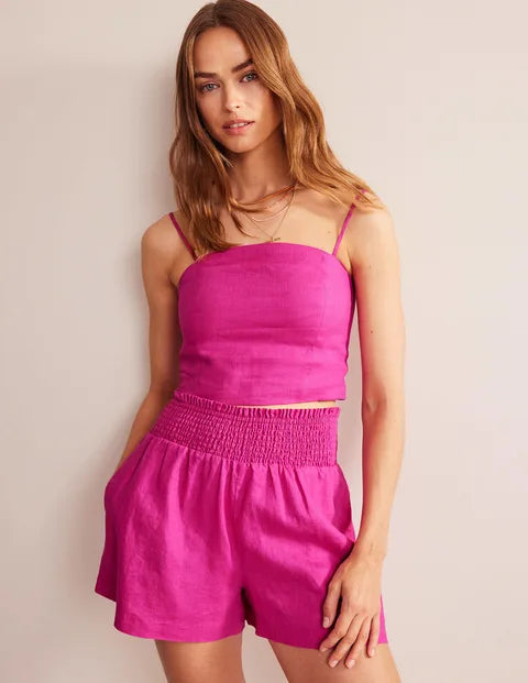 BODEN Fitted Linen Strappy Top - The Birdcage