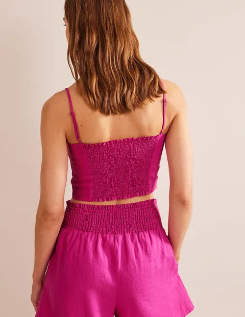 BODEN Fitted Linen Strappy Top - The Birdcage
