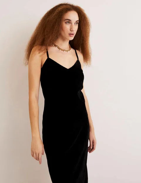 BODEN Velvet Slip Midi Party Dress - The Birdcage