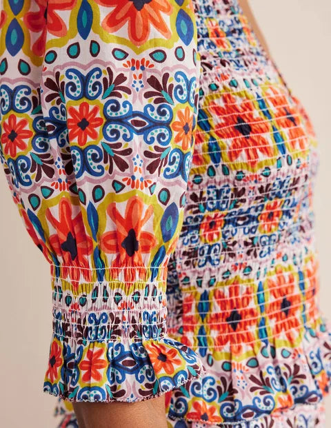 BODEN Smocked Bodice Crop Top - The Birdcage