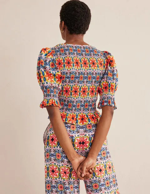 BODEN Smocked Bodice Crop Top - The Birdcage
