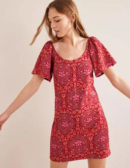 BODEN Scoop Neck Jersey Mini Dress - The Birdcage