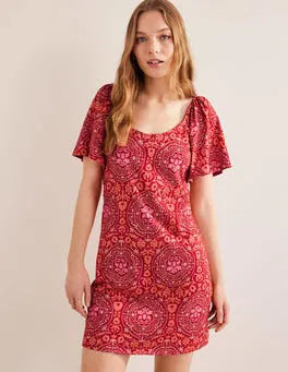 BODEN Scoop Neck Jersey Mini Dress - The Birdcage