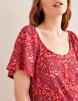 BODEN Scoop Neck Jersey Mini Dress - The Birdcage