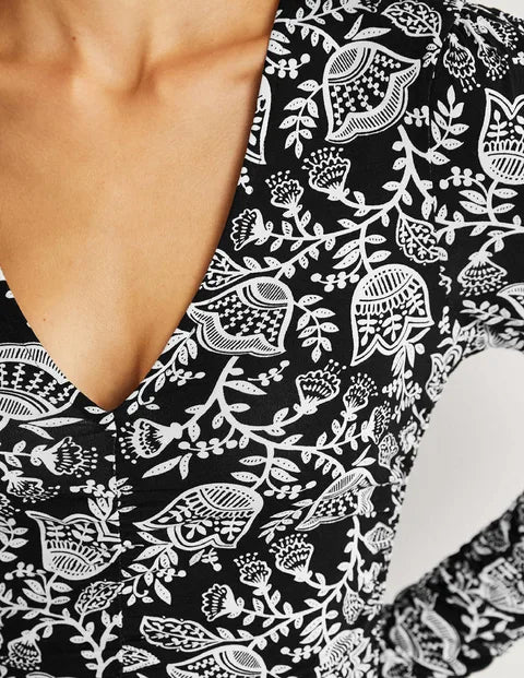 BODEN Ruched Jersey Midi Dress - The Birdcage
