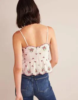 BODEN Embroidered Peplum Top - The Birdcage