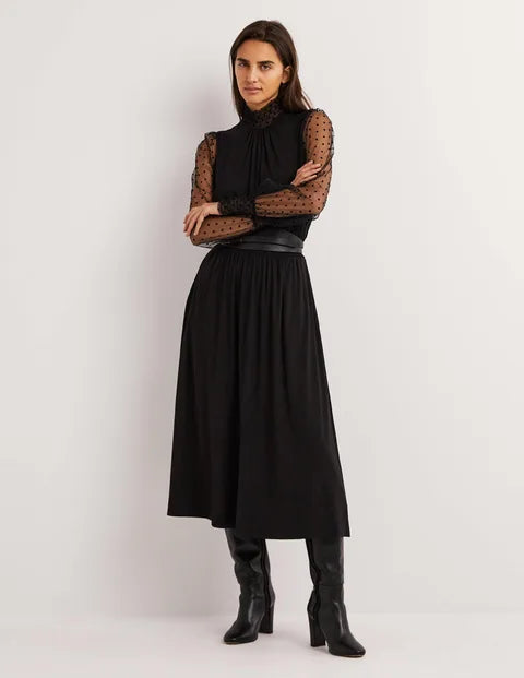 BODEN Black Tulle Sleeve Midi Party Dress - size 6 or 10 or 10 petite - The Birdcage