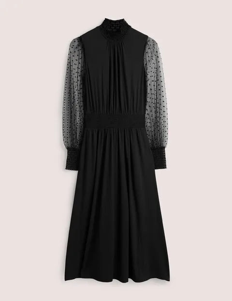 BODEN Black Tulle Sleeve Midi Party Dress - size 6 or 10 or 10 petite - The Birdcage